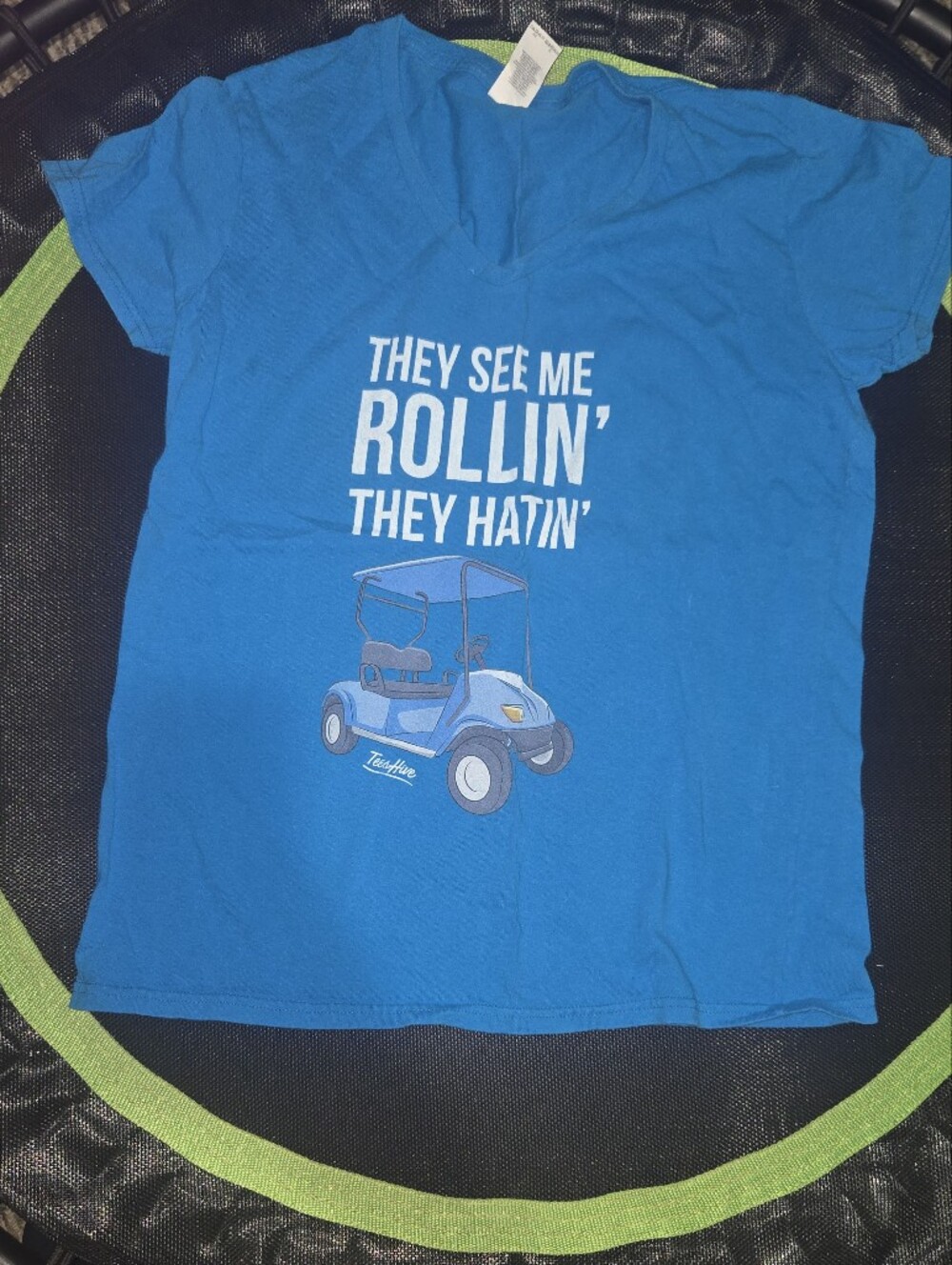 Gildan Bright Blue Tee with Golf Cart Graphic